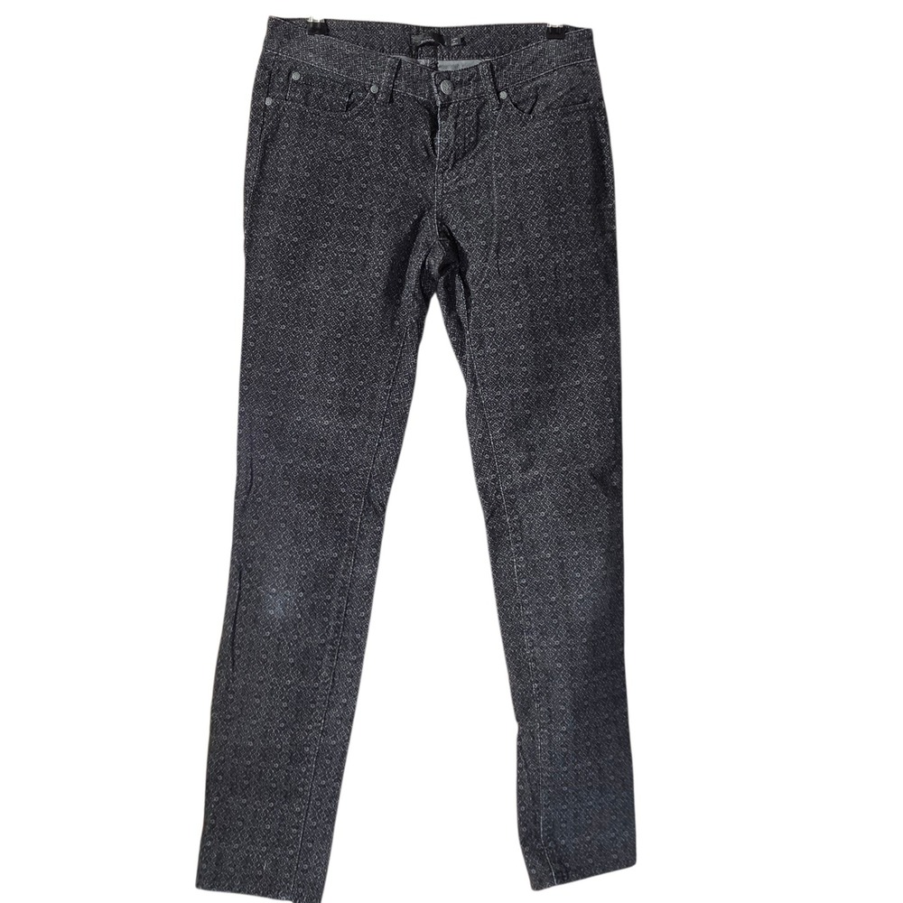 Prana Womens 4 Trinity Cord Pants Charcoal Grey Geometric Print Slim Leg Stretch